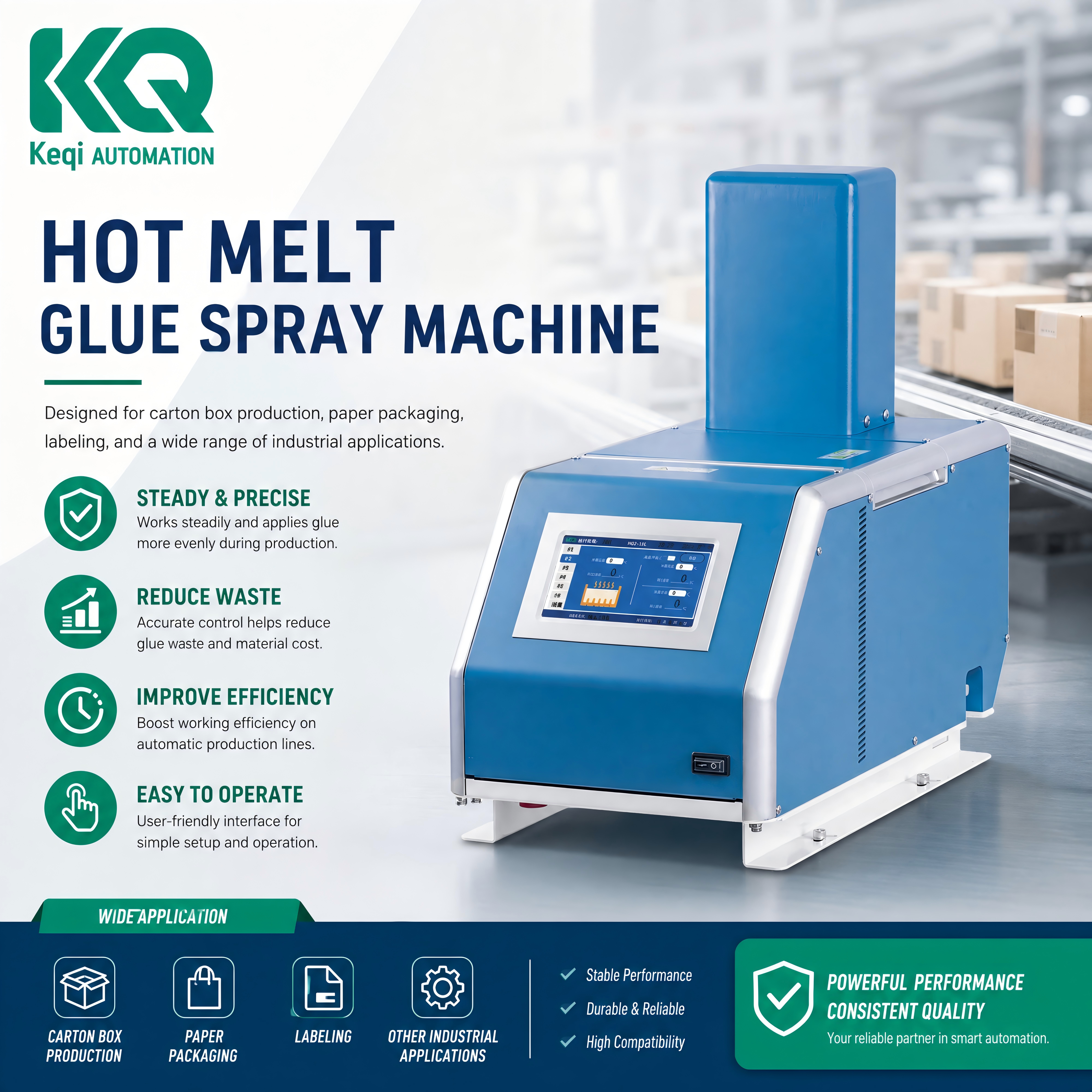 Máquina automática de pulverização de cola quente para caixa de papelão e produção de embalagens